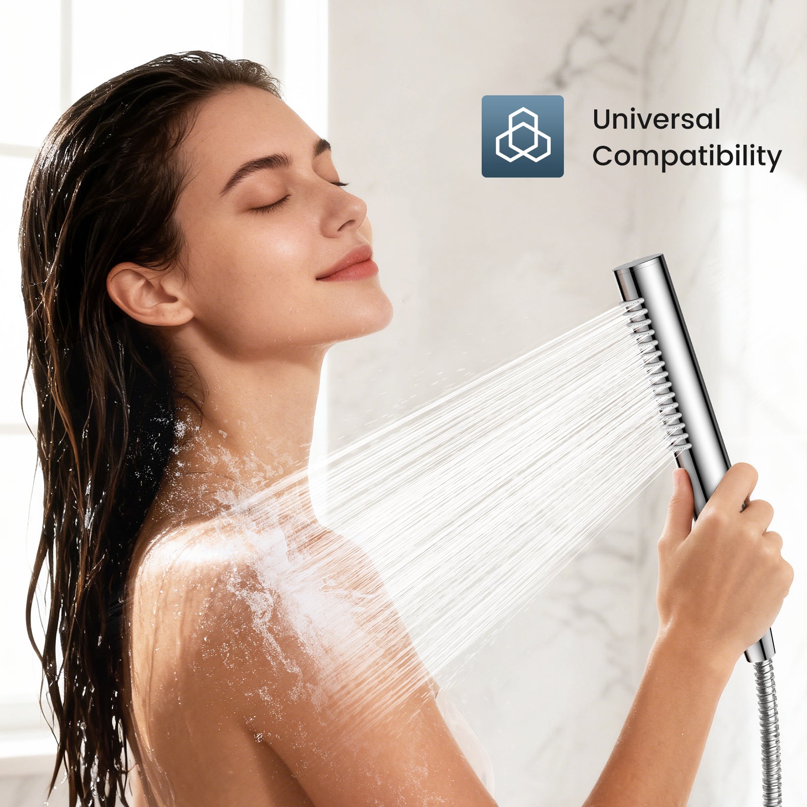 Feelso Handheld Shower Heads, Water Saving High Pressure Shower Heads with Self Cleaning Silicone Nozzles-ABS Chrome, Universal Shower Head with Standard G1/2" Connector