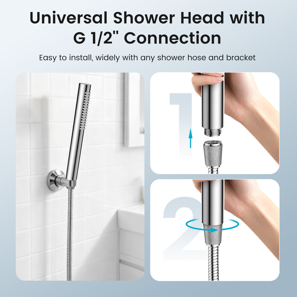 Feelso Handheld Shower Heads, Water Saving High Pressure Shower Heads with Self Cleaning Silicone Nozzles-ABS Chrome, Universal Shower Head with Standard G1/2" Connector