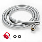 FEELSO Shower Hose 1.6m, PVC Smooth Shower Pipe, Leakproof Universal Standard G1/2 Long Shower Hose for Anti-Explosion & Anti-Kink & High Pressure Resistant, Replacement Shower Pipe (Silver)