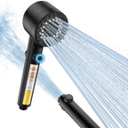 FEELSO Filtered Shower Head with Hand Shower, High Pressure Shower Head with 4 Spray Jets with Filters and Improved Anti-Clogging Nozzles for Hard Water, Removes Chlorine, Black