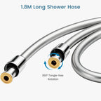 FEELSO Shower Hose 1.6m, PVC Smooth Shower Pipe, Leakproof Universal Standard G1/2 Long Shower Hose for Anti-Explosion & Anti-Kink & High Pressure Resistant, Replacement Shower Pipe (Silver)