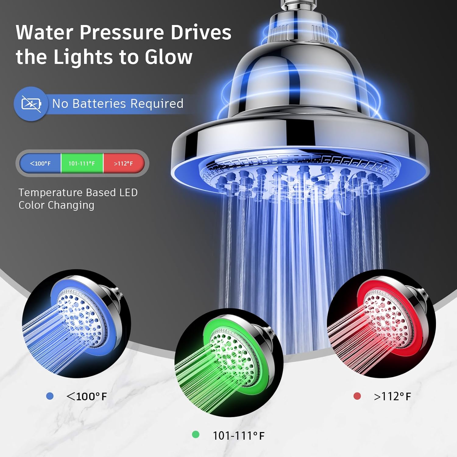 FEELSO Filtered Shower Head with LED Color Changing
