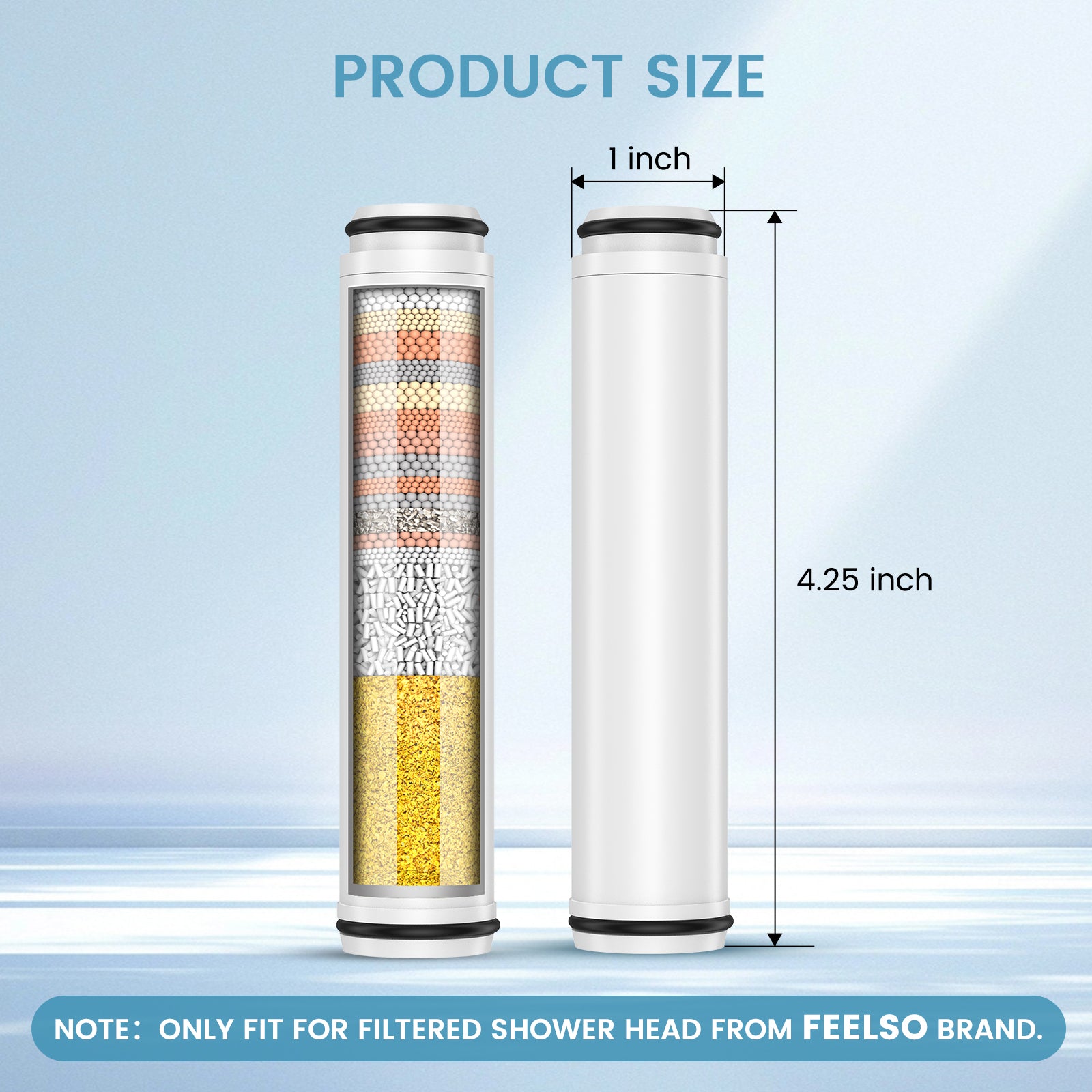FEELSO 2 Pack 15 Stage Replacement Filters for Hard Water Shower Head, Remove Chlorine and Harmful Substances