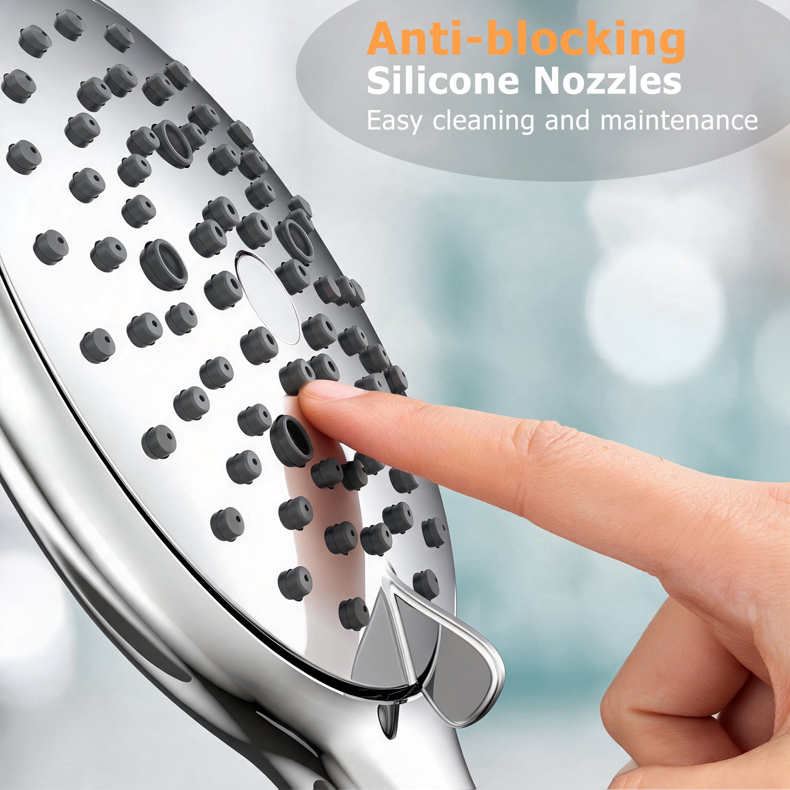 FEELSO High Pressure Shower Head, 5 Spray Modes with Anti-Clog Nozzles, Powerful Boosting Handheld Showerhead, Universal Fit for Low Water Pressure, Chrome