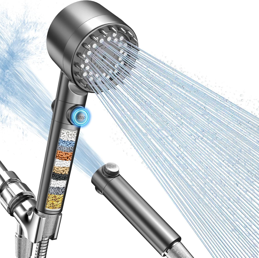 FEELSO Filtered Shower Head with Handheld, High Pressure 4 Spray Showerhead with Filters