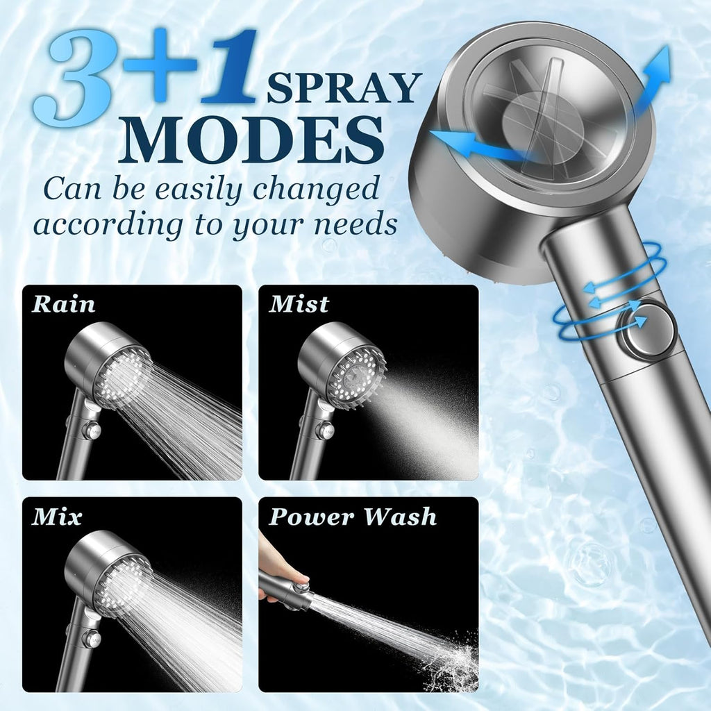 FEELSO Filtered Shower Head with Handheld, High Pressure 4 Spray Showerhead with Filters