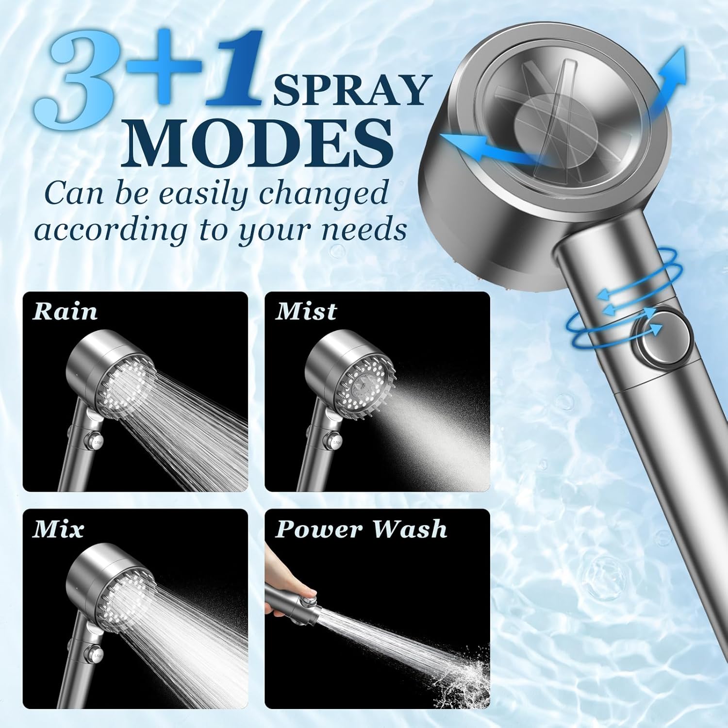 FEELSO Filtered Shower Head with Handheld, High Pressure 4 Spray Showerhead with Filters