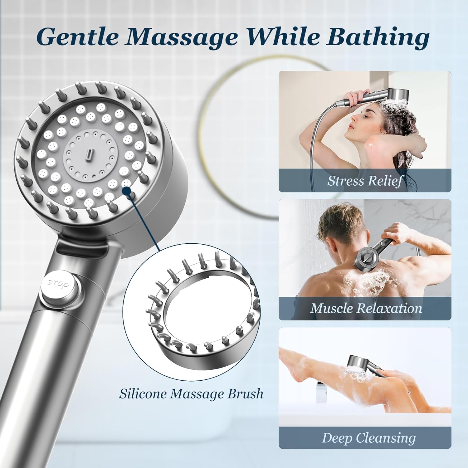 FEELSO Filtered Shower Head with Handheld, High Pressure 4 Spray Showerhead with Filters