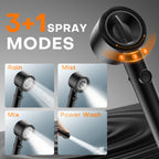 FEELSO Filtered Shower Head with Hand Shower, High Pressure Shower Head with 4 Spray Jets with Filters and Improved Anti-Clogging Nozzles for Hard Water, Removes Chlorine, Black