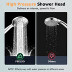 FEELSO High Pressure Shower Head, 5 Spray Modes with Anti-Clog Nozzles, Turbocharged Design, Power Boost Handheld Shower & 1.5m Shower Hose, Wide Spray, Universal Fit for Low Water Pressure, Chrome