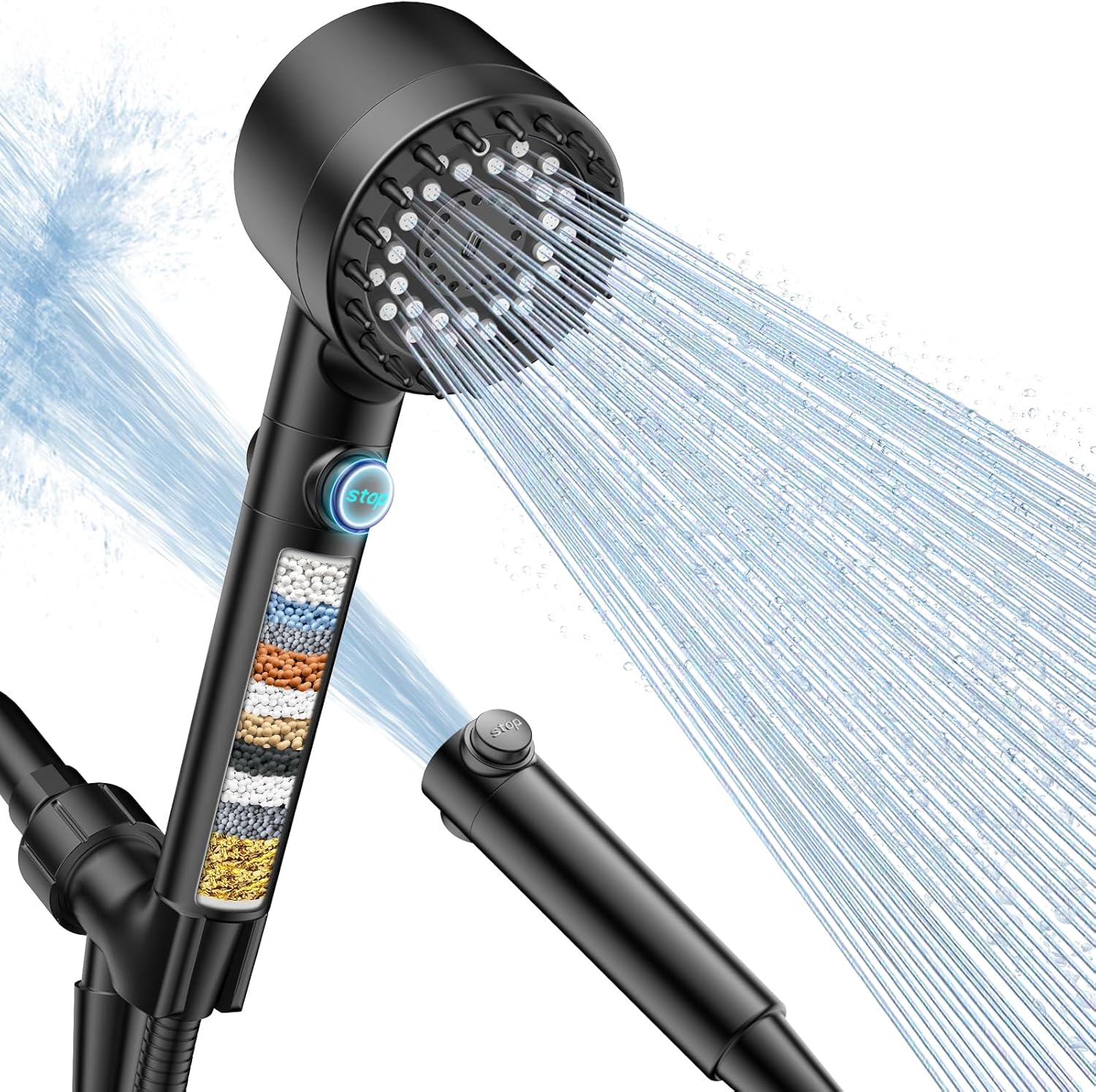 FEELSO Filtered Shower Head with Handheld, High Pressure 4 Spray Showerhead with Filters