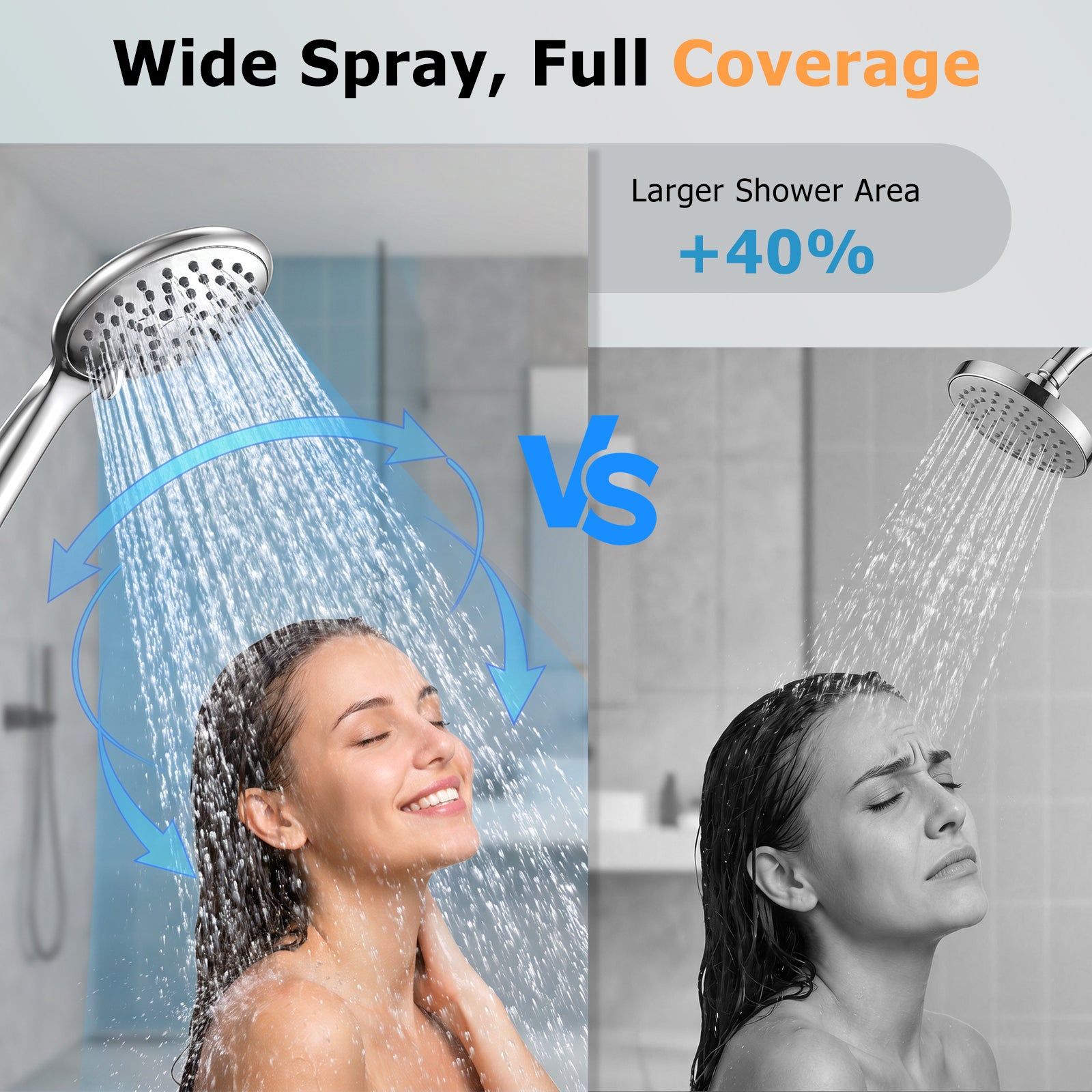 FEELSO High Pressure Shower Head, 5 Spray Modes with Anti-Clog Nozzles, Powerful Boosting Handheld Showerhead, Universal Fit for Low Water Pressure, Chrome