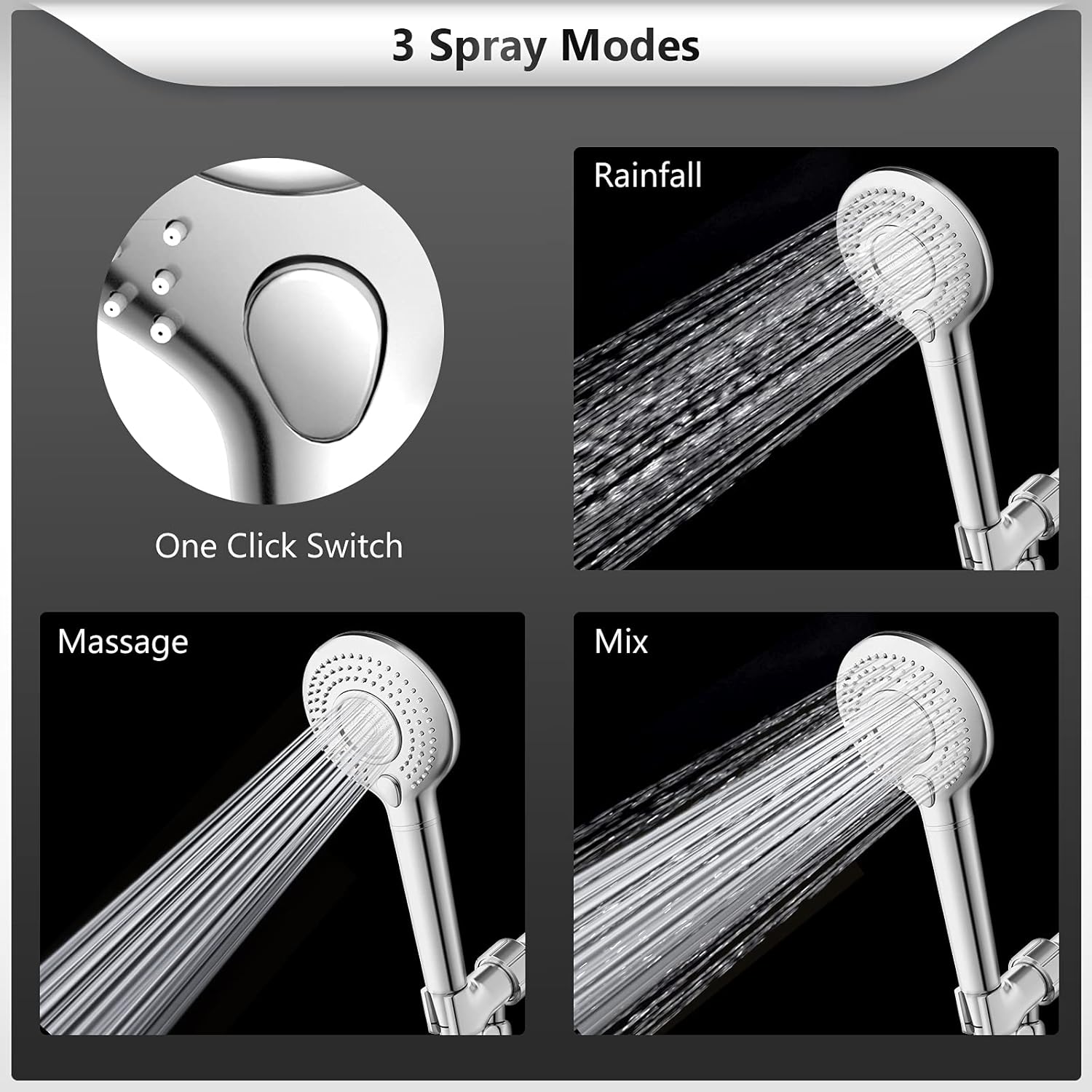 FEELSO Filtered Shower Head with Handheld  with 60" Hose and 15 Stage Water Softener Filters