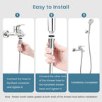 FEELSO Shower Hose 1.6m, PVC Smooth Shower Pipe, Leakproof Universal Standard G1/2 Long Shower Hose for Anti-Explosion & Anti-Kink & High Pressure Resistant, Replacement Shower Pipe (Silver)