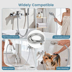 FEELSO Shower Hose 1.6m, PVC Smooth Shower Pipe, Leakproof Universal Standard G1/2 Long Shower Hose for Anti-Explosion & Anti-Kink & High Pressure Resistant, Replacement Shower Pipe (Silver)