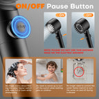 FEELSO Filtered Shower Head with Hand Shower, High Pressure Shower Head with 4 Spray Jets with Filters and Improved Anti-Clogging Nozzles for Hard Water, Removes Chlorine, Black