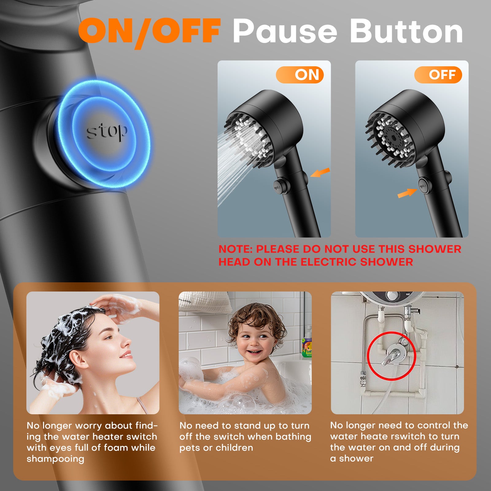 FEELSO Filtered Shower Head with Hand Shower, High Pressure Shower Head with 4 Spray Jets with Filters and Improved Anti-Clogging Nozzles for Hard Water, Removes Chlorine, Black